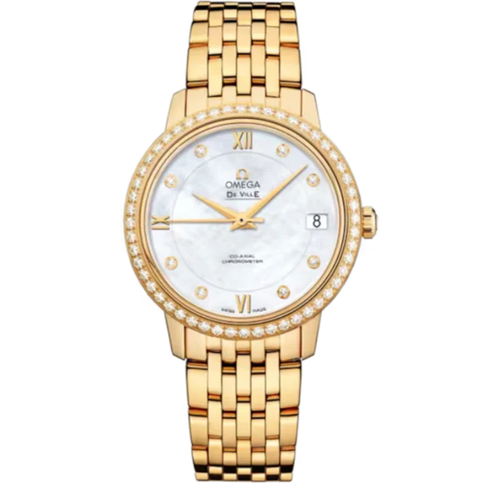 DE VILLE PRESTIGE 33 MM YELLOW GOLD WITH MOTHER OF PEARL DIAL