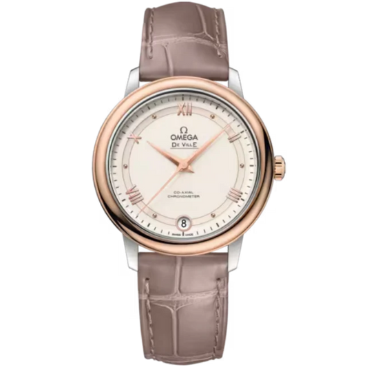 DE VILLE PRESTIGE 33 MM STAINLESS STEEL - RED GOLD WITH WHITE DIAL