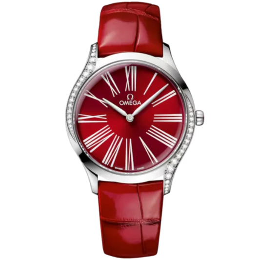 DE VILLE TRÉSOR 36 MM STAINLESS STEEL WITH RED DIAL
