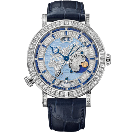 HORA MUNDI 5719 46 MM PLATINUM WITH BLUE "WAVE" MOTIF DIAL