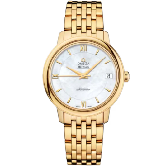 DE VILLE PRESTIGE 33 MM YELLOW GOLD WITH MOTHER OF PEARL DIAL
