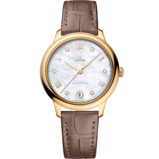 DE VILLE PRESTIGE 34 MM YELLOW GOLD WITH MOTHER OF PEARL DIAL