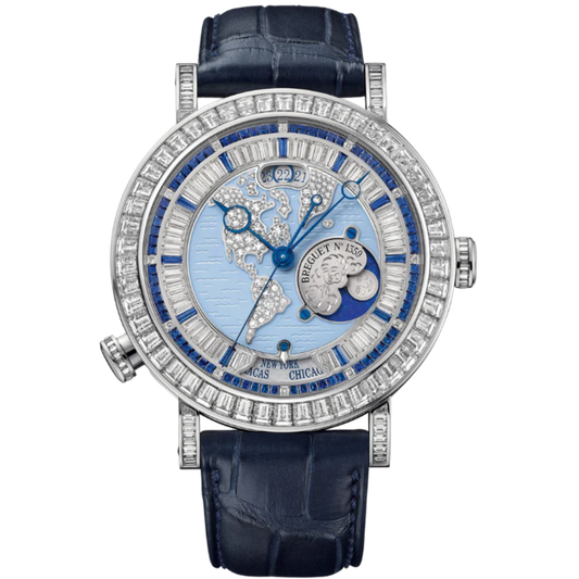 HORA MUNDI 5719 46 MM PLATINUM WITH BLUE "WAVE" MOTIF DIAL
