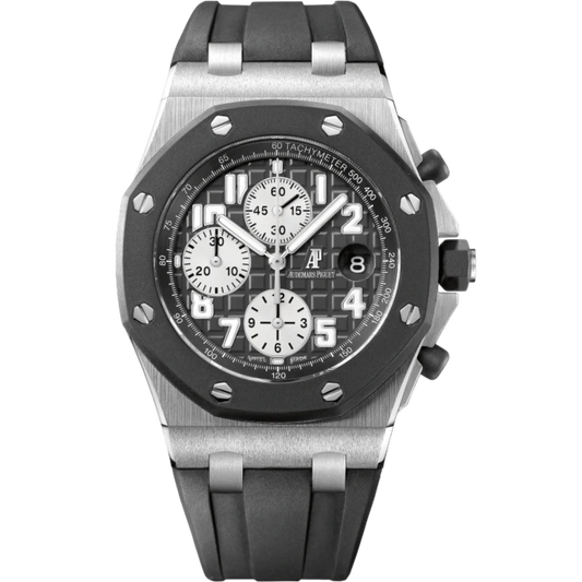 Royal Oak Offshore Chronograph 42MM Black Rubber Strap Black Dial With Méga Tapisserie Pattern Stainless Steel Case