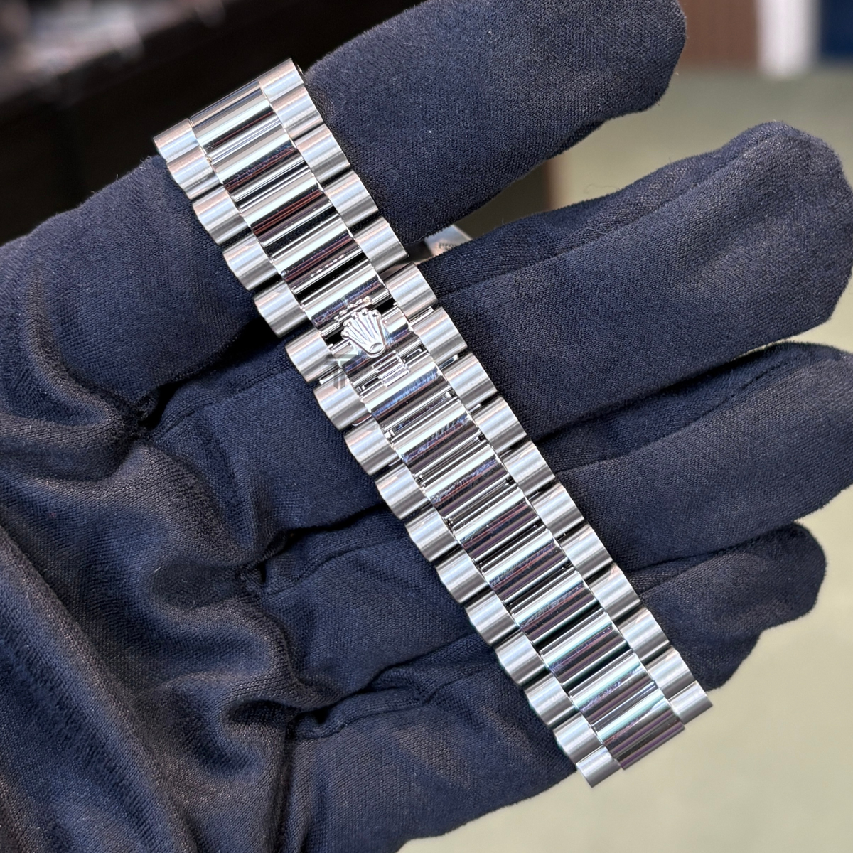 Rolex Day Date Ref. 228396TBR Platinum Meteorite Dial Baguette Bezel and Markers