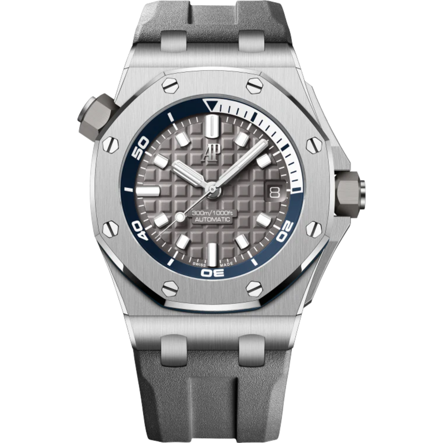 Royal Oak Offshore Dive 42MM Grey Rubber Strap Grey Dial With Méga Tapisserie Pattern Stainless Steel Case