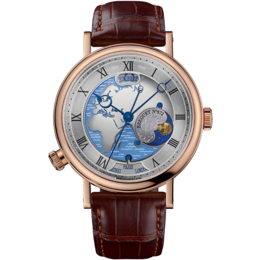 HORA MUNDI 5717 43 MM ROSE GOLD WITH BLUE "WAVE" MOTIF DIAL