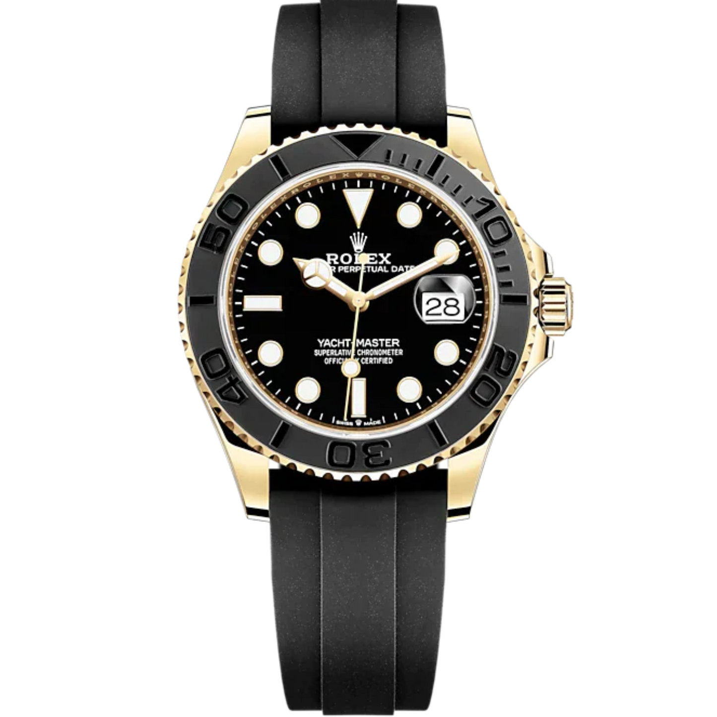 Yacht-Master 42 42mm Oysterflex Bracelet and 18 CT Yellow Gold with Black Dial Bidirectional Rotatable Bezel