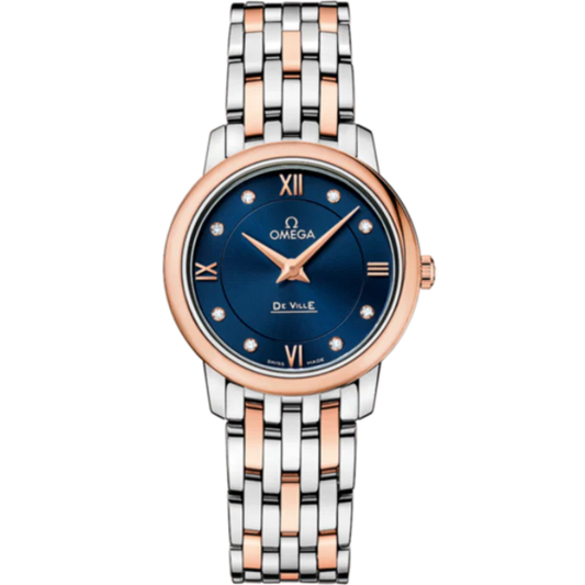 DE VILLE PRESTIGE 27 MM STAINLESS STEEL - RED GOLD WITH BLUE DIAL
