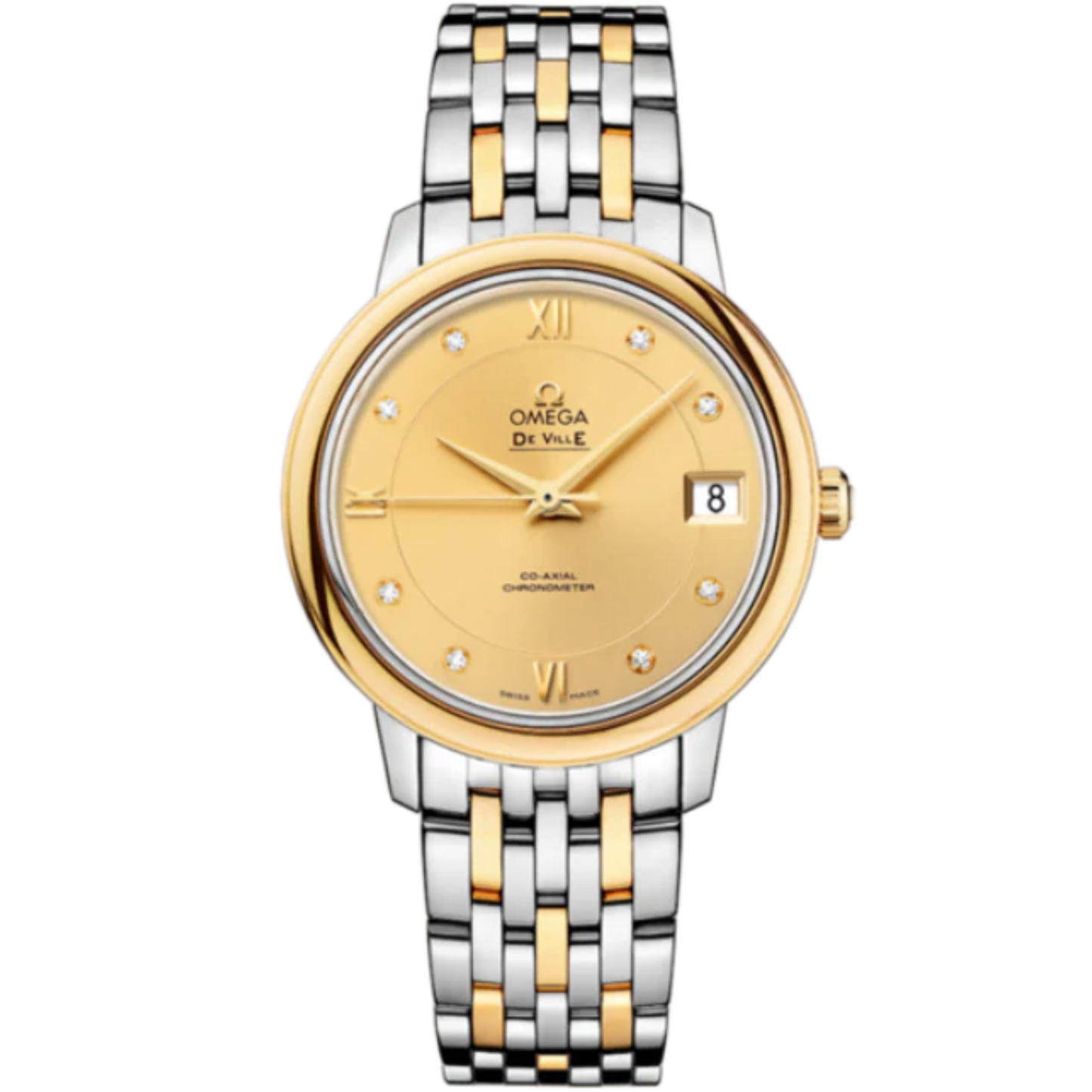 DE VILLE PRESTIGE 33 MM STAINLESS STEEL - YELLOW GOLD WITH YELLOW DIAL