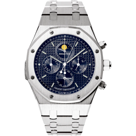 Royal Oak Grande Complication 44MM 18-Carat White Gold Bracelet Blue Dial With Grande Tapisserie Pattern 18-Carat White Gold Case