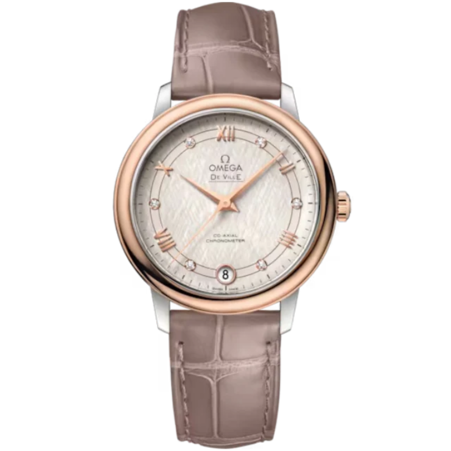 DE VILLE PRESTIGE 33 MM STAINLESS STEEL - RED GOLD WITH SILVER DIAL