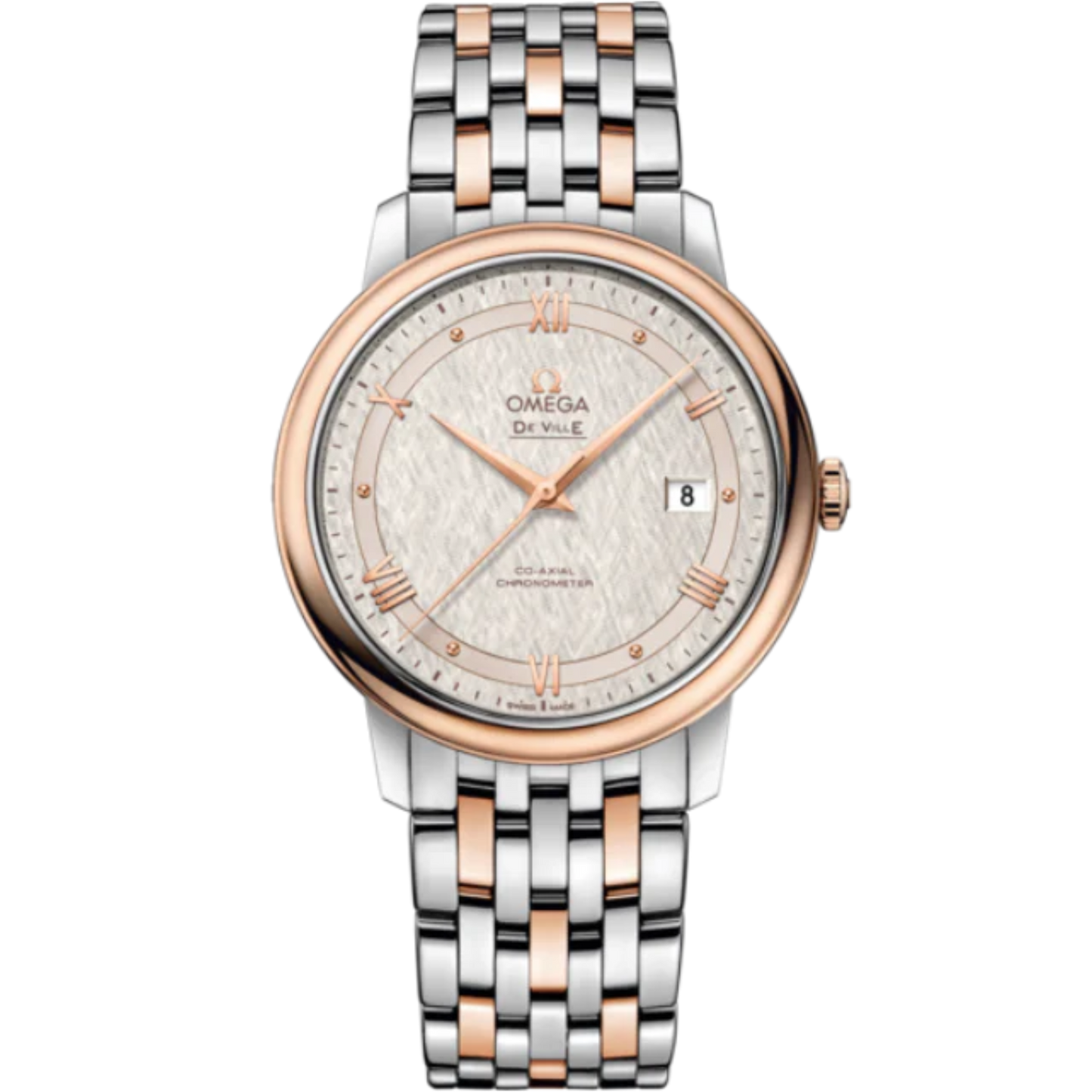 DE VILLE PRESTIGE 39 MM STAINLESS STEEL - RED GOLD WITH SILVER DIAL