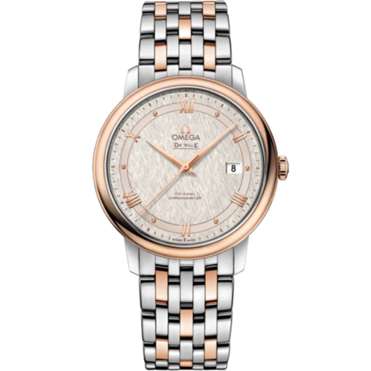 DE VILLE PRESTIGE 39 MM STAINLESS STEEL - RED GOLD WITH SILVER DIAL