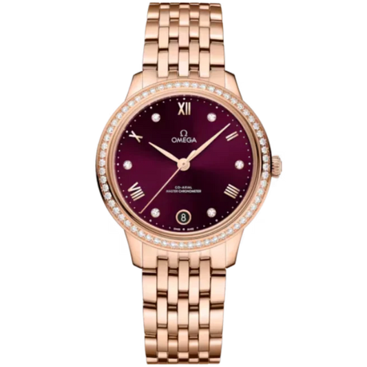 DE VILLE PRESTIGE 34 MM SEDNA™ GOLD WITH RED DIAL