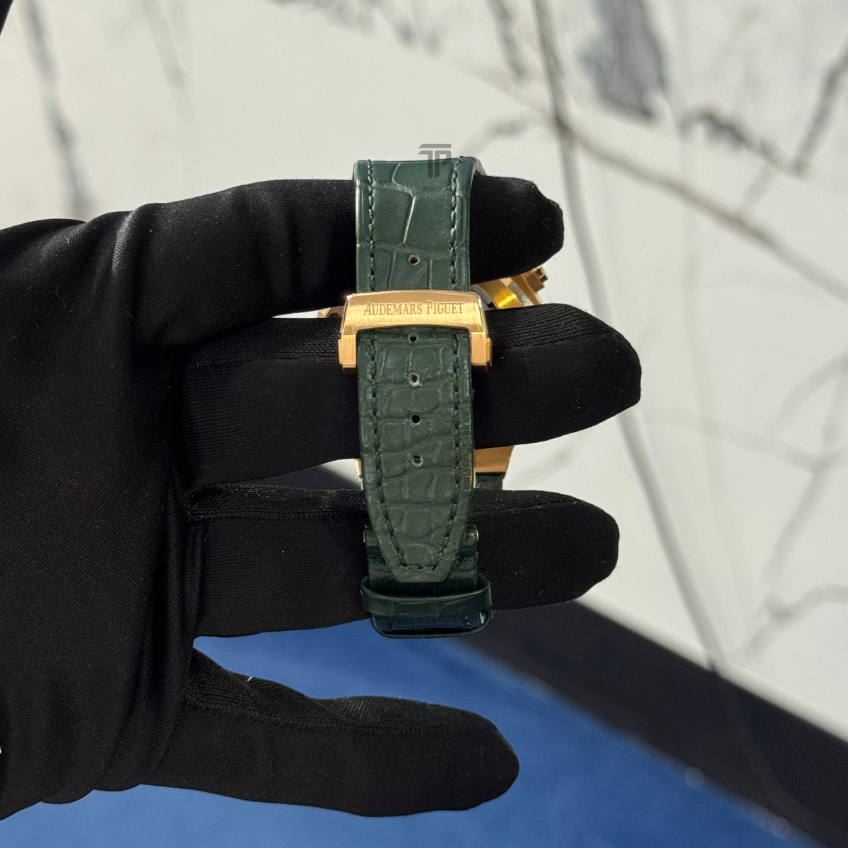 Audemars Piguet Royal Oak Ref. 26240OR.OO.D404CR.02 41mm Rose Gold Chronograph On Leather Green Dial