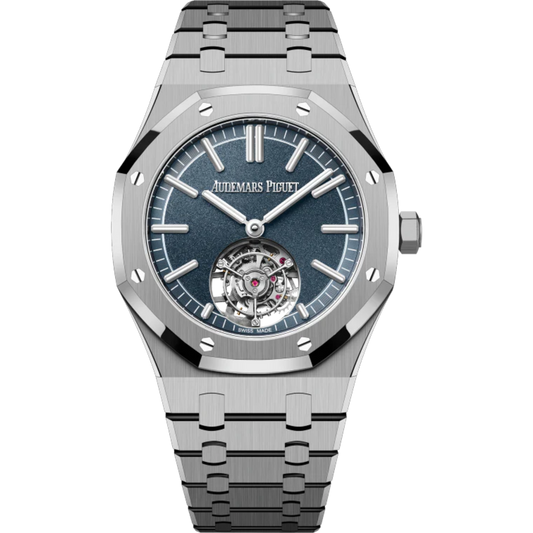 Royal Oak Selfwinding Flying Tourbillon 50th Anniversary 41MM Titanium Bracelet Sandblasted Smoked Blue Dial Titanium Case