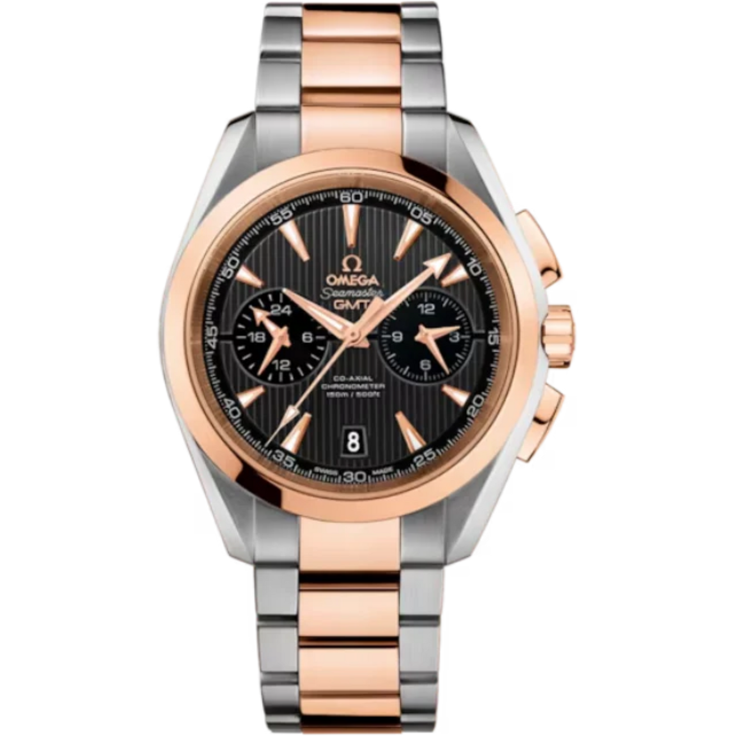 SEAMASTER AQUA TERRA 150M GMT 43 MM STAINLESS STEEL - RED GOLD WITH GREY DIAL