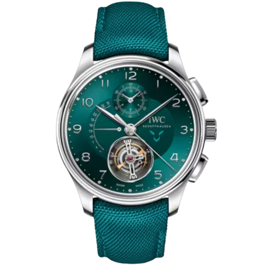 PORTUGIESER TOURBILLON RETROGRADE CHRONOGRAPH LEWIS HAMILTON 42 MM PLATINUM WITH GREEN DIAL