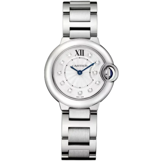 BALLON BLEU DE CARTIER 28 MM STAINLESS STEEL WITH SILVER LACQUER SUNRAY EFFECT DIAL