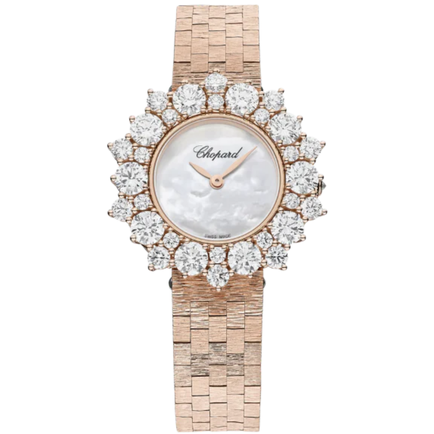 L'HEURE DU DIAMANT ROUND 30 MM ETHICAL ROSE GOLD WITH MOTHER OF PEARL DIAL