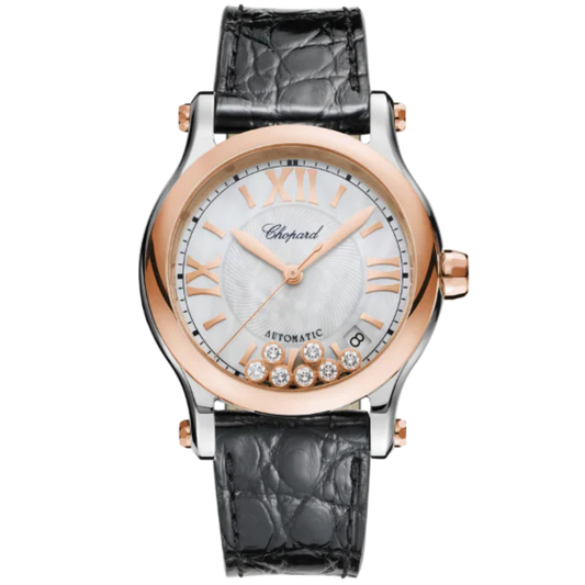 HAPPY SPORT 36 MM ETHICAL ROSE GOLD - LUCENT STEEL™ WITH MOTHER OF PEARL DIAL