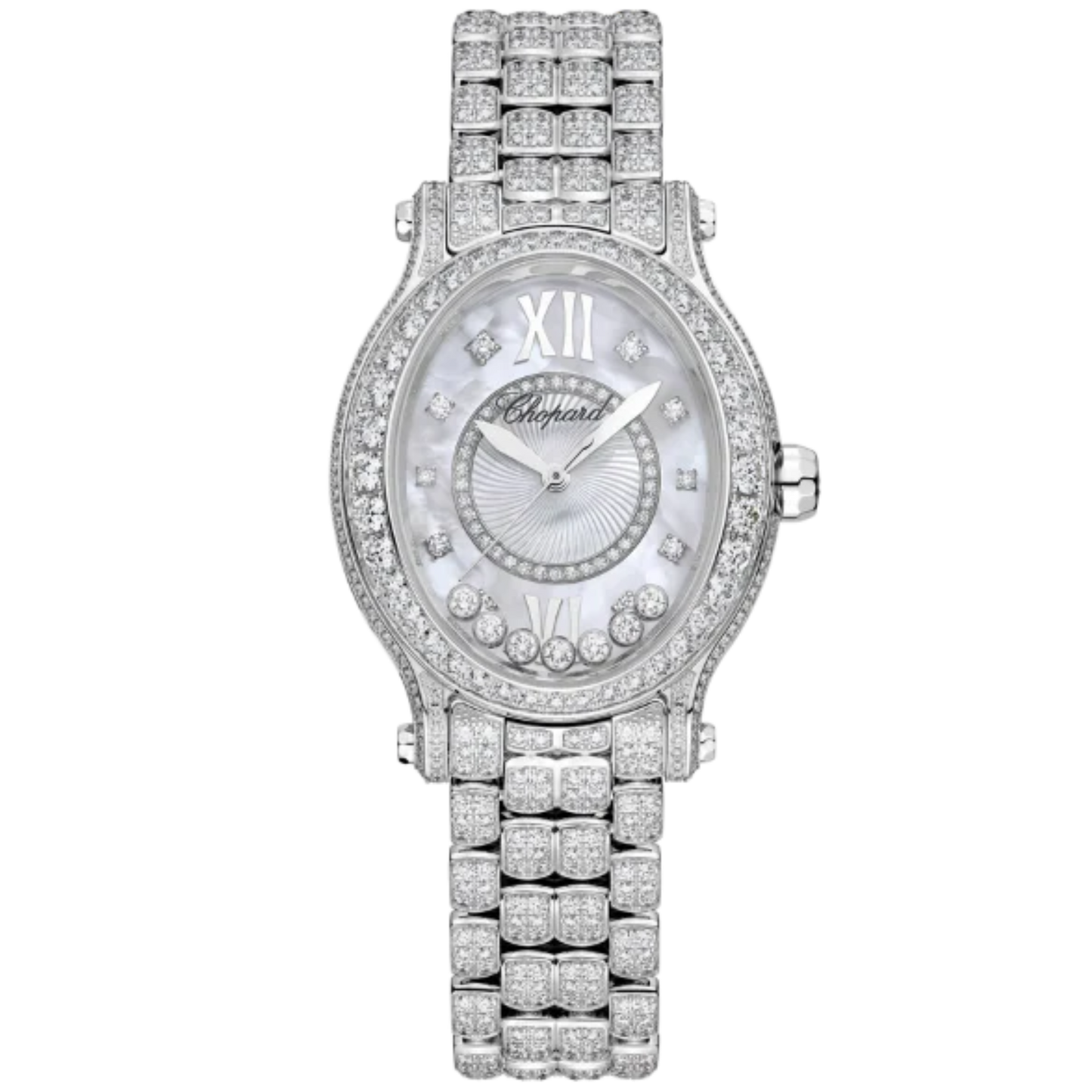 HAPPY SPORT 31 MM ETHICAL WHITE GOLD WITH MOTHER OF PEARL DIAL