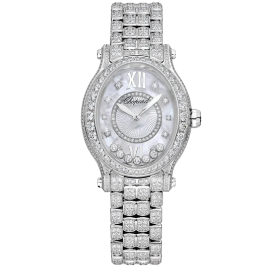 HAPPY SPORT 31 MM ETHICAL WHITE GOLD WITH MOTHER OF PEARL DIAL