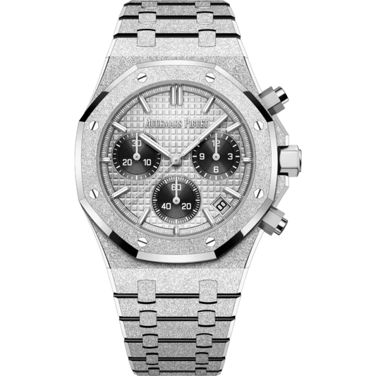 Royal Oak Selfwinding Chronograph 41MM Hammered 18-Carat White Gold Bracelet Grey Dial With Grande Tapisserie Pattern Hammered 18-Carat White Gold Case