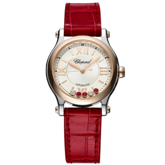 HAPPY SPORT 30 MM ETHICAL ROSE GOLD - LUCENT STEEL™ WITH SILVER DIAL