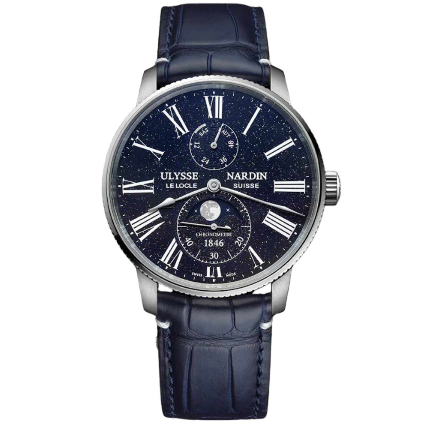 MARINE TORPILLEUR MOONPHASE AVENTURINE 42 MM STAINLESS STEEL WITH BLUE DIAL