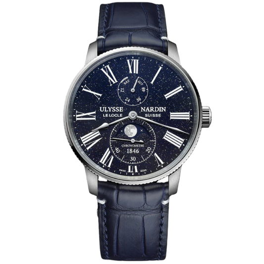 MARINE TORPILLEUR MOONPHASE AVENTURINE 42 MM STAINLESS STEEL WITH BLUE DIAL