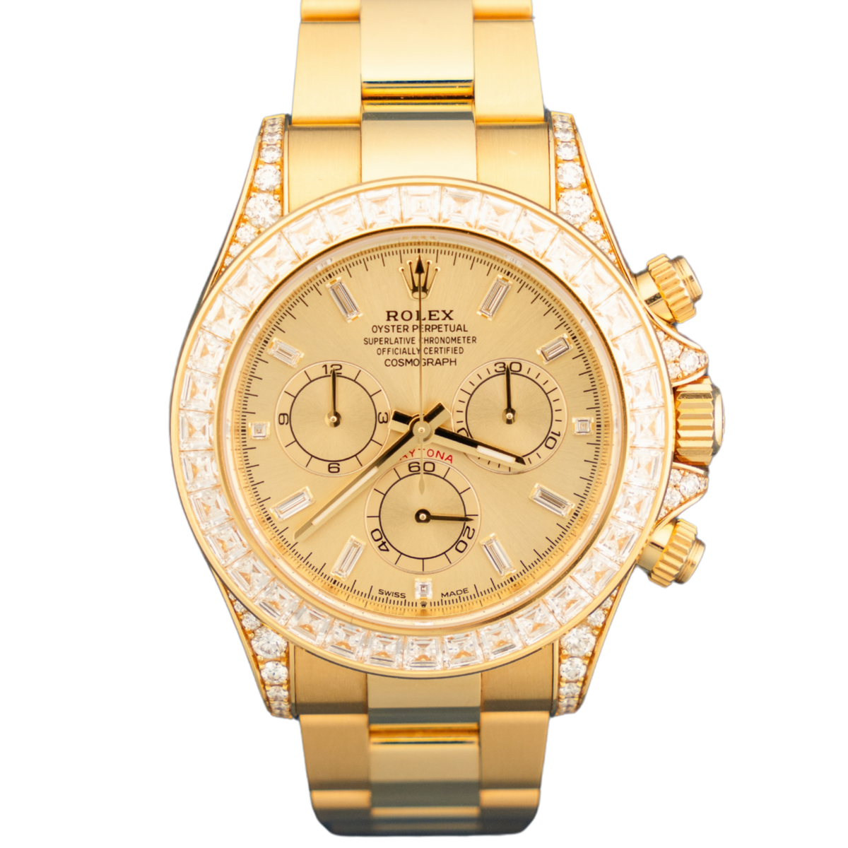 Rolex Daytona Ref. 126598TBR Yellow Gold on Full Bracelet with Baguette Bezel and Indices/Diamond Lugs