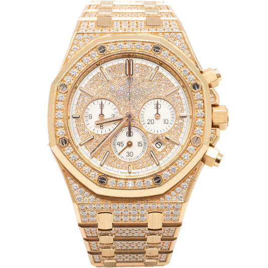 Audemars Piguet Royal Oak Ref. 26322OR.ZZ.1222OR.01 41MM Rose Gold Factory Set Chronograph White Subdials