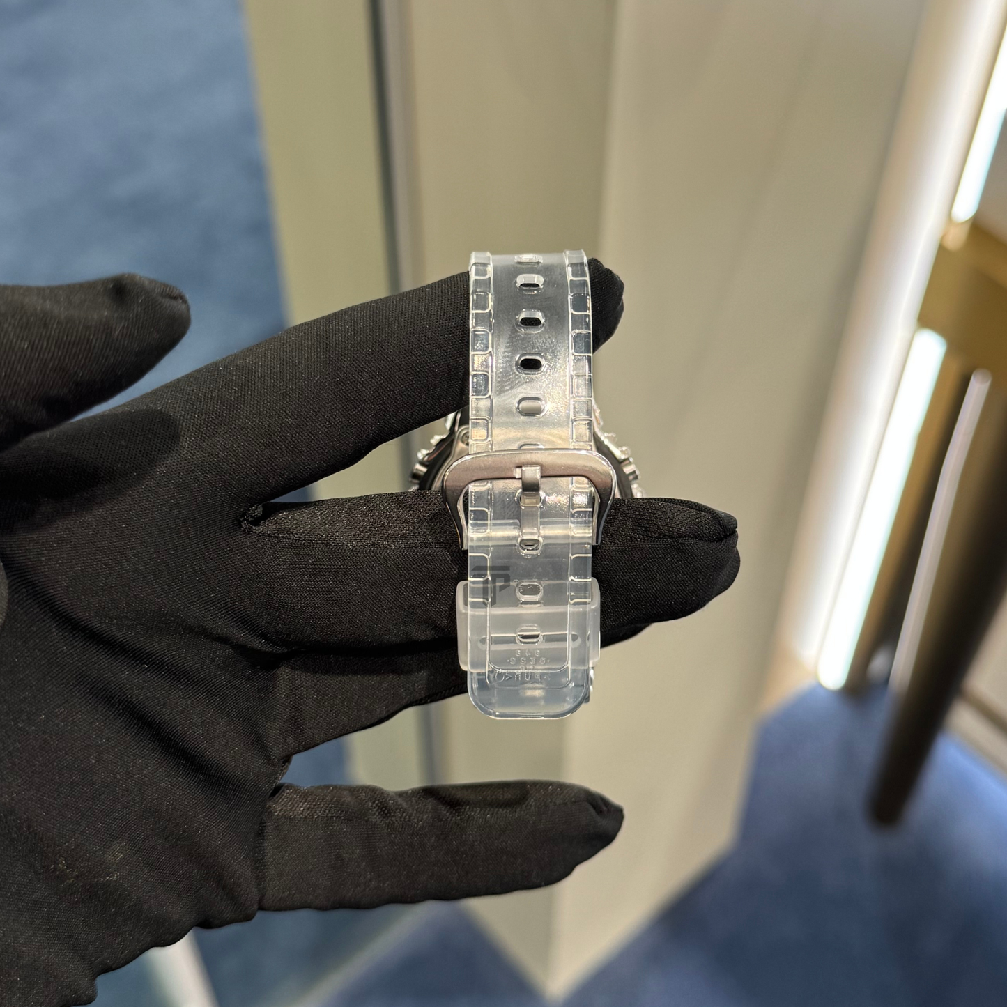 Casio Iced out G Shock Analog White gold with Rose Bezel/ Dial