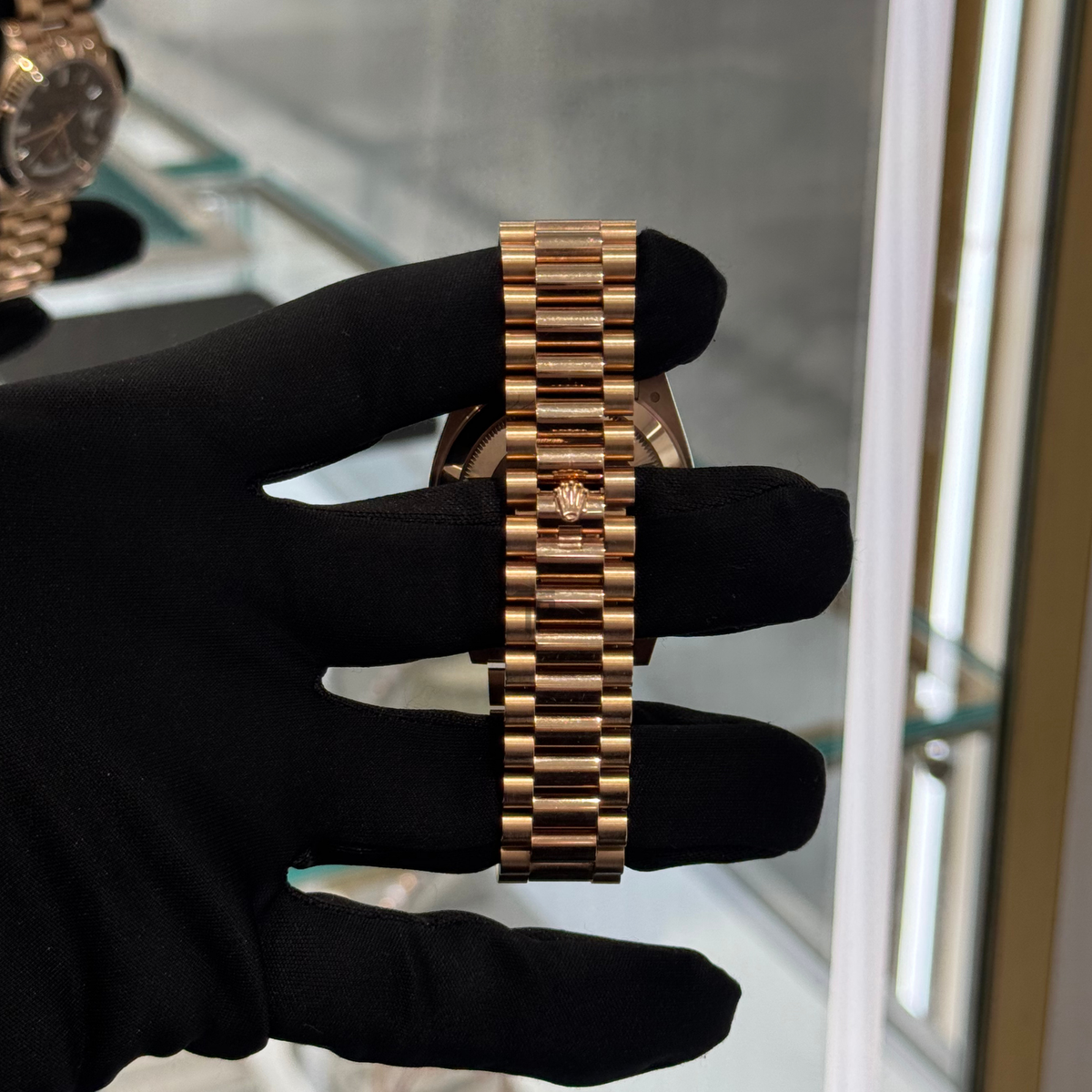 Rolex Day Date Ref. 228235 40MM Rose Gold Chocolate Dial with Baguette Markers