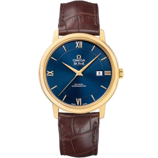 DE VILLE PRESTIGE 39 MM YELLOW GOLD WITH BLUE DIAL