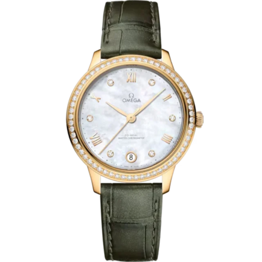 DE VILLE PRESTIGE 34 MM YELLOW GOLD WITH MOTHER OF PEARL DIAL