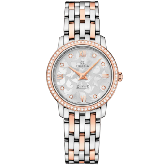 DE VILLE PRESTIGE BUTTERFLY 27 MM STAINLESS STEEL - RED GOLD WITH SILVER DIAL