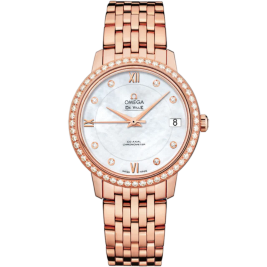 DE VILLE PRESTIGE 33 MM RED GOLD WITH MOTHER OF PEARL DIAL