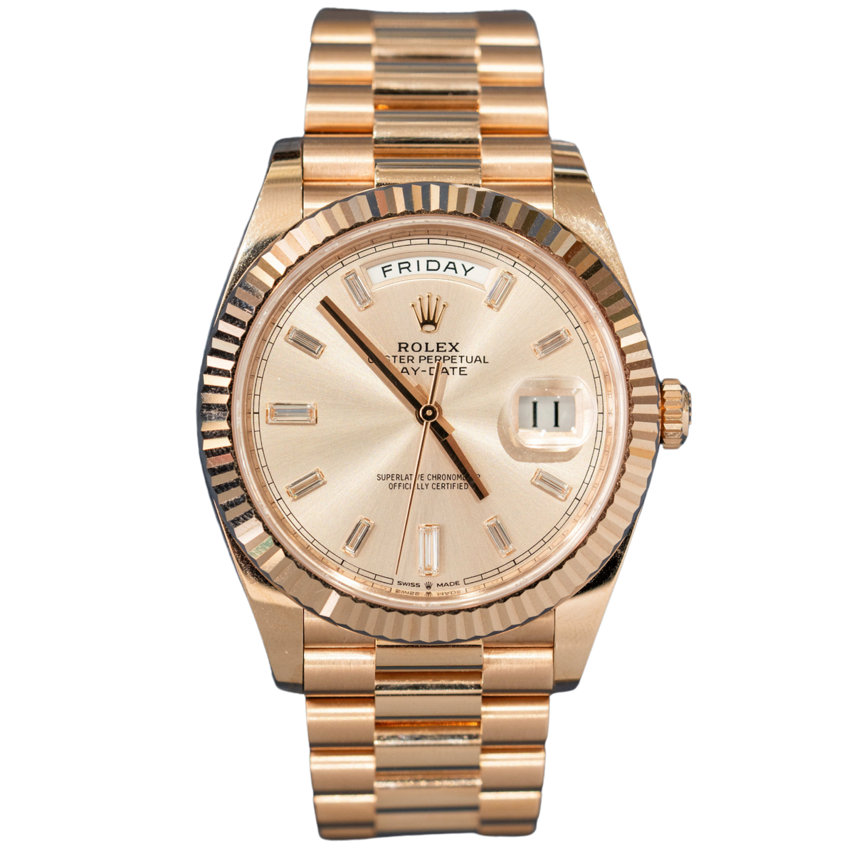 Rolex Day Date Ref. 228235 40mm Rose Gold Day Date Sundust Diamond Dial