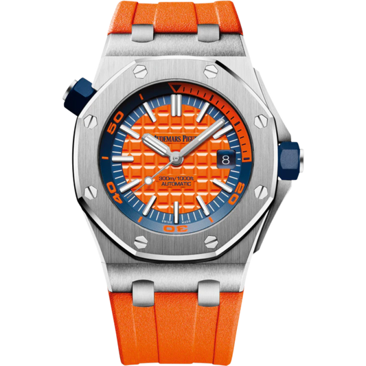 Royal Oak Offshore Diver 42MM Orange Rubber Strap Orange Dial With Méga Tapisserie Pattern Stainless Steel Case