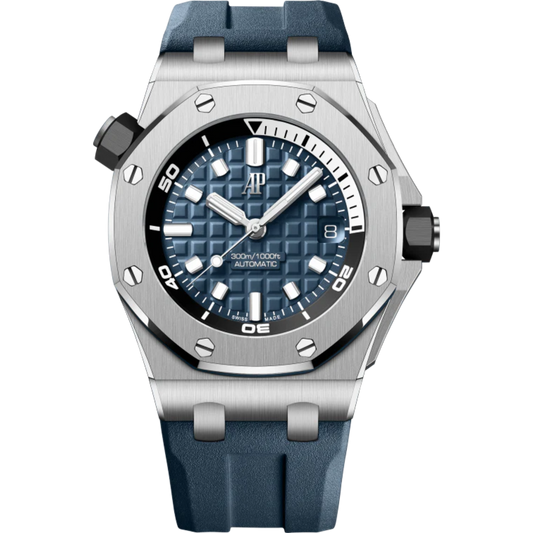 Royal Oak Offshore Diver 42MM Blue Rubber Strap Blue Dial With Méga Tapisserie Pattern Stainless Steel Case