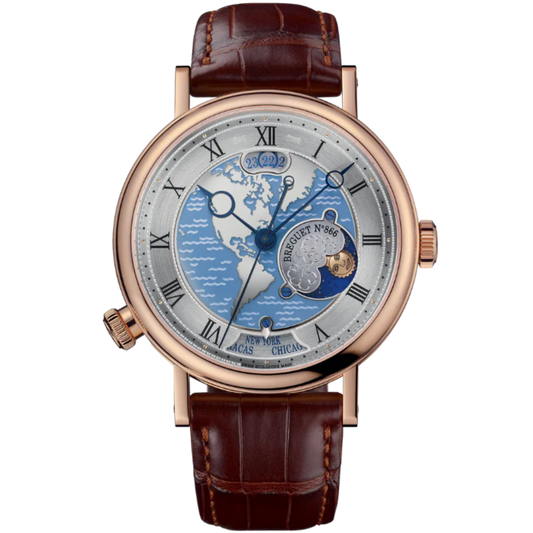 HORA MUNDI 5717 43 MM ROSE GOLD WITH BLUE "WAVE" MOTIF DIAL