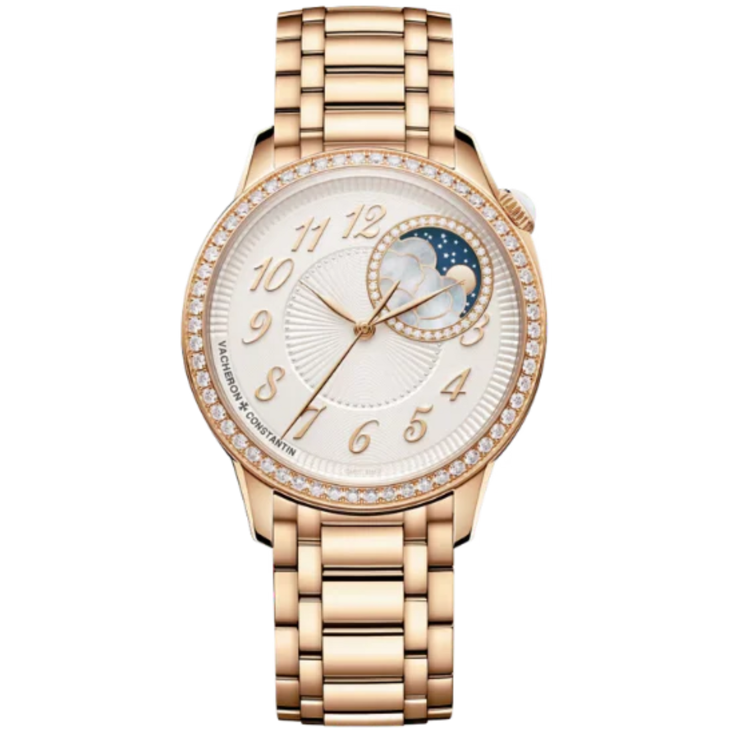 EGERIE MOON PHASE 37 MM 18K PINK GOLD WITH CLOUDS MOTHER OF PEARL DIAL