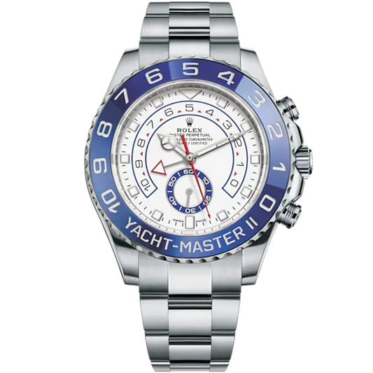 Yacht-Master II 44mm Oyster Bracelet Oystersteel with White Dial Blue Cerachrom Ring Command Bezel