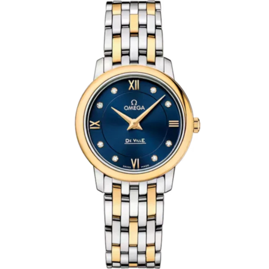 DE VILLE PRESTIGE 27 MM STAINLESS STEEL - YELLOW GOLD WITH BLUE DIAL