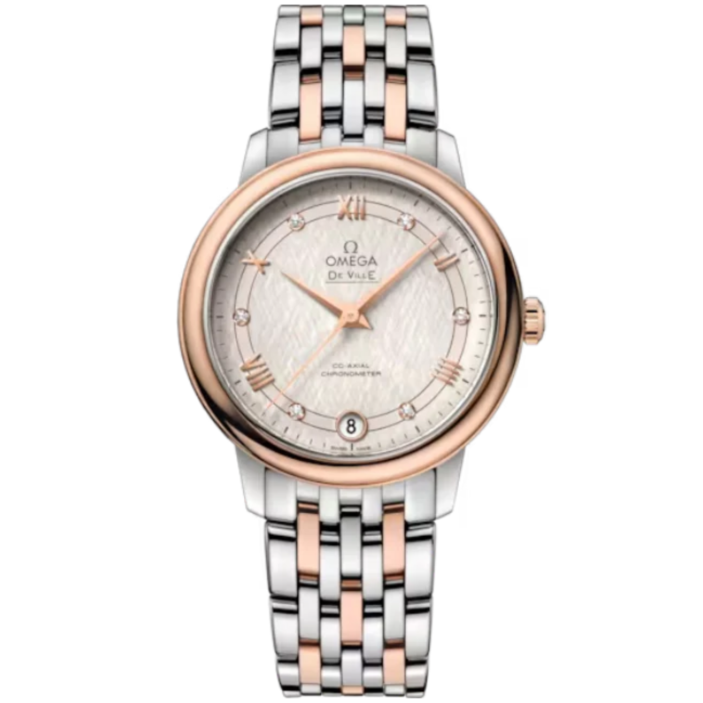 DE VILLE PRESTIGE 33 MM STAINLESS STEEL - RED GOLD WITH SILVER DIAL