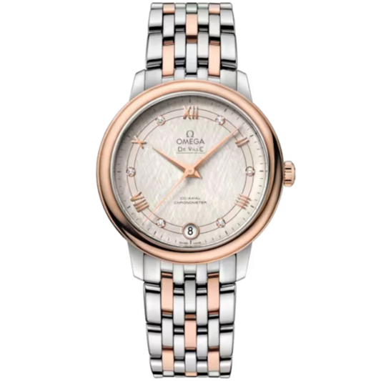 DE VILLE PRESTIGE 33 MM STAINLESS STEEL - RED GOLD WITH SILVER DIAL