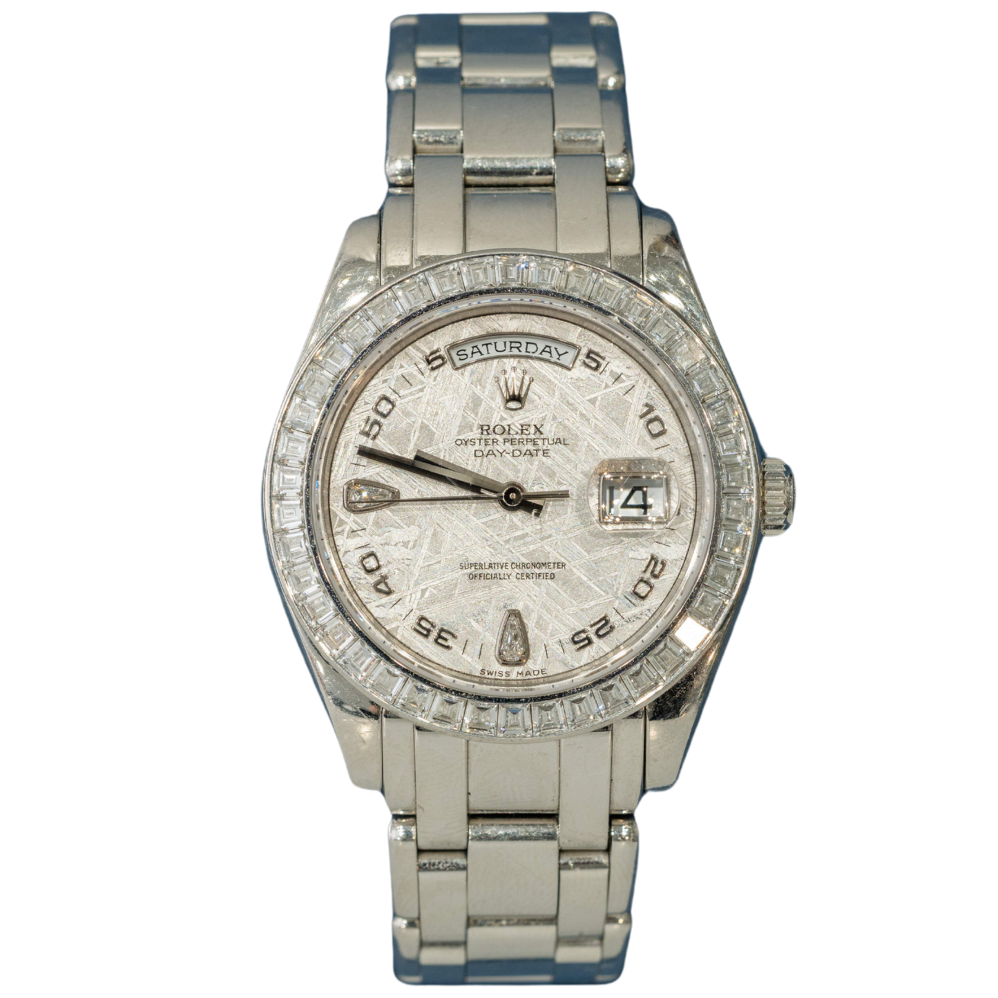 Rolex Day-date Ref. 118596TBR Platinum Masterpiece Meteorite Diamond Dial Baguette Bezel